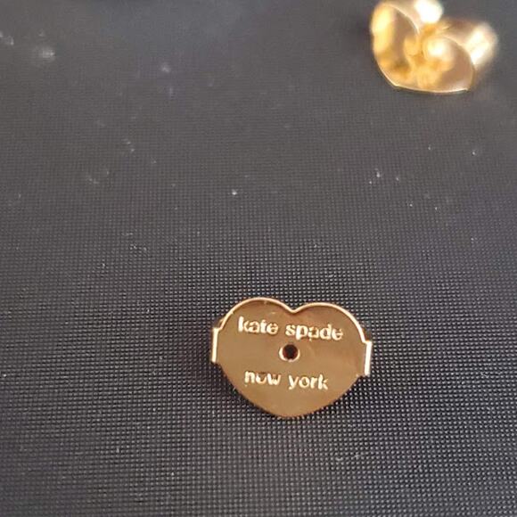 Kate Spade Gold Tone White Leather Wrapped C Hoop Earrings Medium New With Tags - Picture 6 of 10